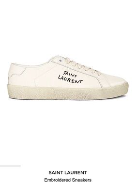 Saint Laurent Cream Off-White Canvas Low-Top Sneakers